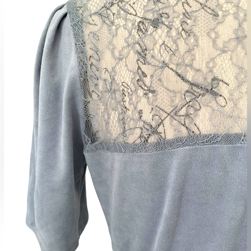 Zara Faux Suede Lace Wrap Top Dusty Blue Size S - Picture 7 of 12